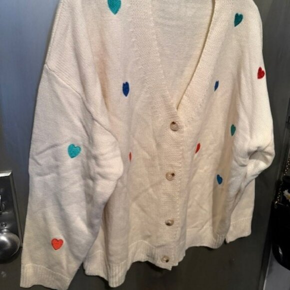 Retro V-Neck embroidered heart sweater cardigan - Picture 11 of 16
